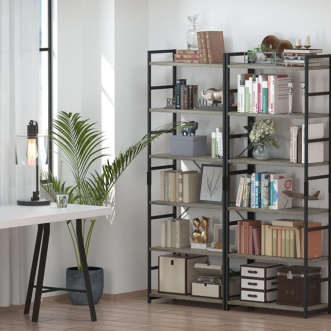 NUMENN 6 Tier Bookshelf, Tall Bookcase Shelf Storage Organizer, Modern Book