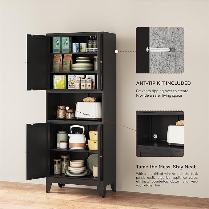 YAUWOH 69" Tall Metal Pantry Cabinet
