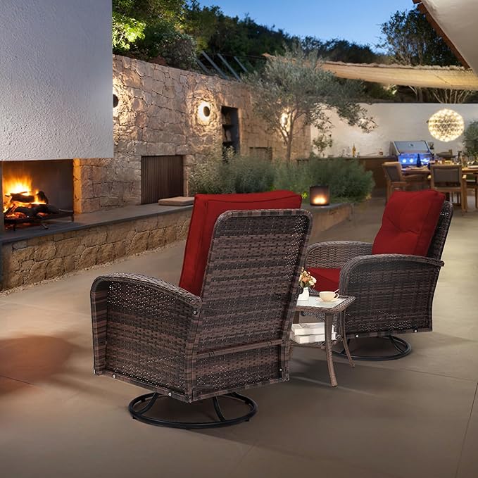 wildformers Luxury Outdoor Swivel Wicker Glider Patio Chairs