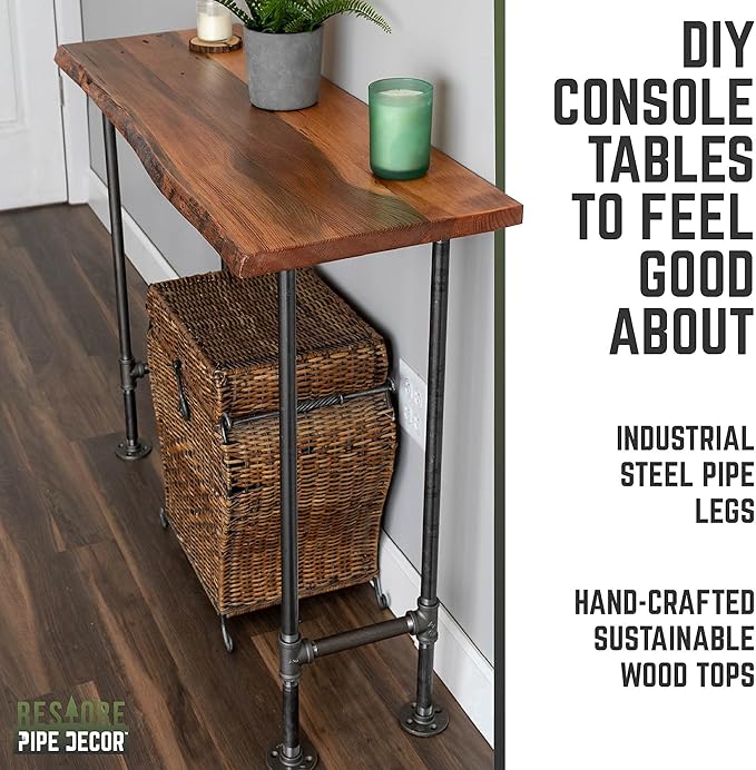 Restore by Pipe DÉCOR Live Edge Wood Console Table 48 in. x 16 in. x 34 in.