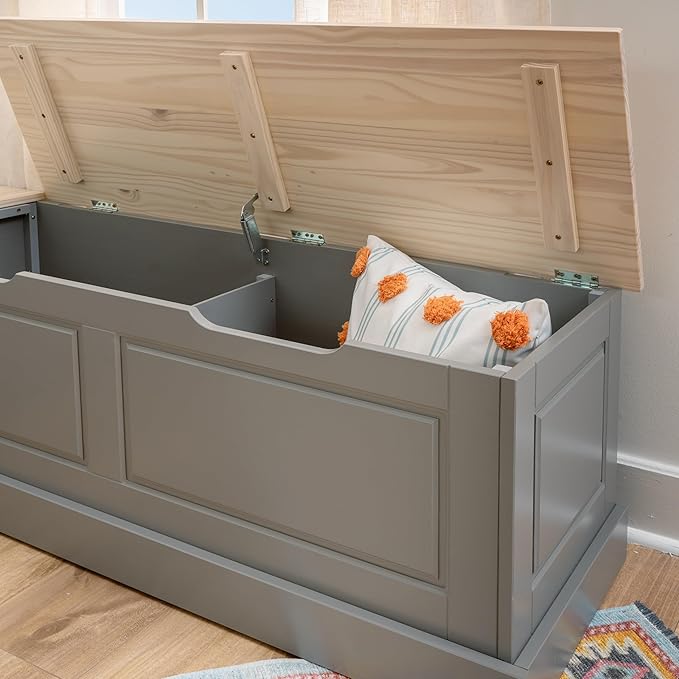 Linon Harris Grey and Maple Solid Pine Backless Nook