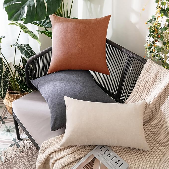 MIULEE Pack of 2 Decorative Outdoor Solid Waterproof Throw Pillow Covers Euro