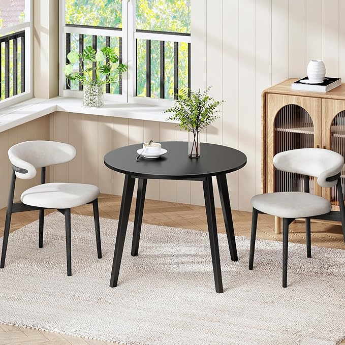 HOOBRO Bamboo Dining Table, Round Dining Table