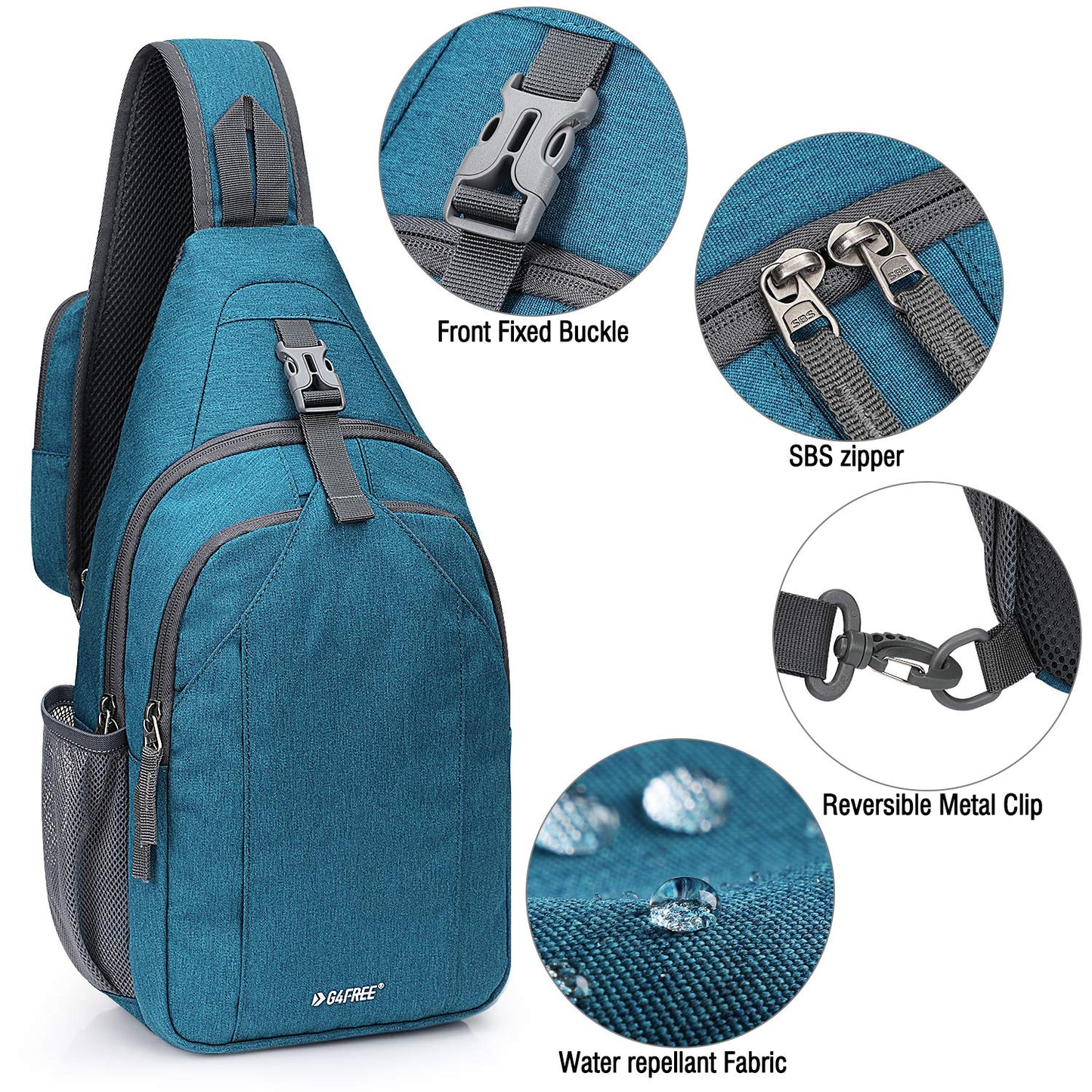 G4Free Sling Bag RFID Blocking Sling Backpack Crossbody Chest Bag Daypack for Hiking Travel