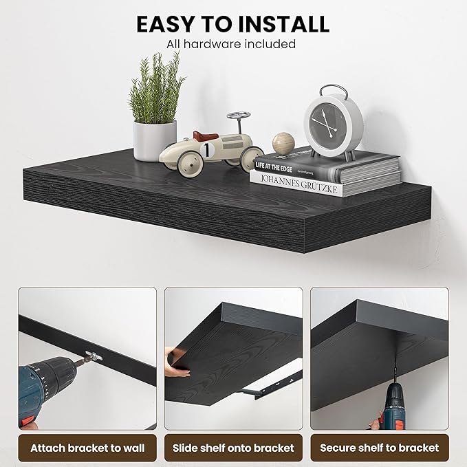 Dreamland 24" Floating Shelves for Wall, Wall-Mounted Shelves for Bedroom
