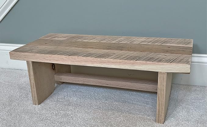 Classic Amish Reclaimed Wood Step Sitting Stool Footstool Deck Patio Door