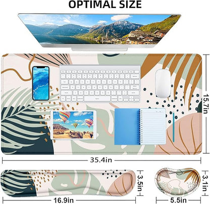 LATEEFAH Desk Mat, Mouse Pad with Wrist Rest, 4-in-1 Large Mouse Pads for Desk, Ergonomic Mouse Pad and Keyboard Wrist Rest Gaming Keyboard Mat for Office, Home