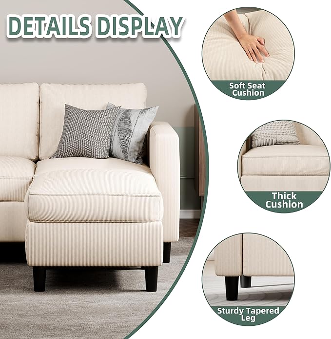 SUNLEI 73.6" Modular Sectional Sofa, Comfy Cloud Couch