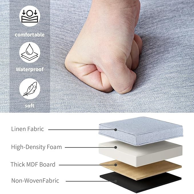 Adeco 17.5 inch Square Storage Ottoman