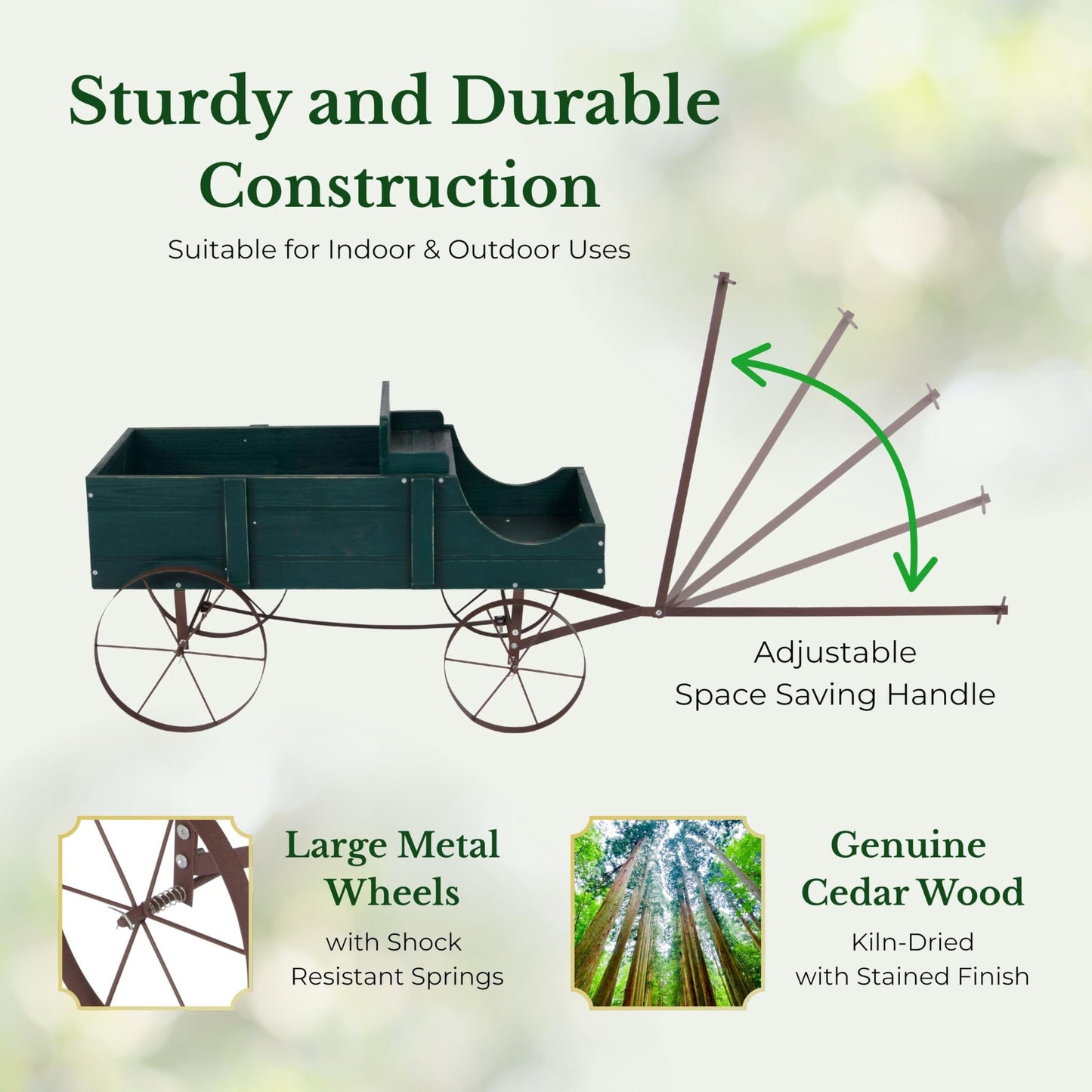 Shine Company 4942GR Wagon Planter, Large, Green