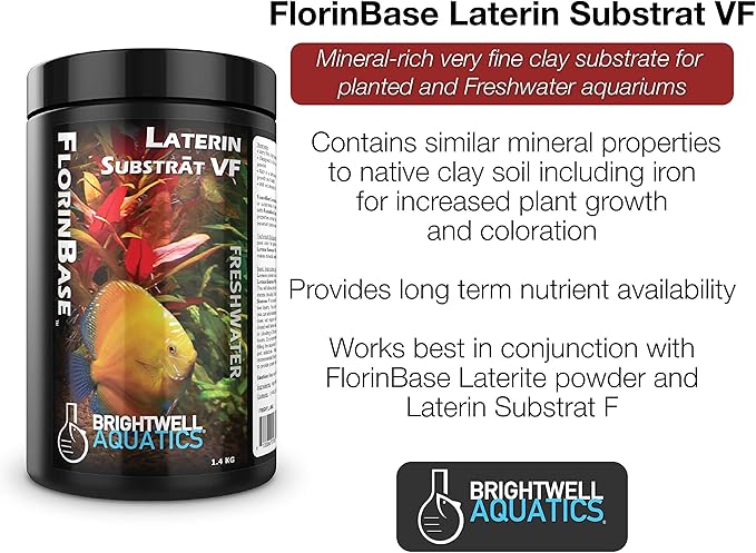 Brightwell Aquatics FlorinBase Laterin Substrat VF - Very Fine Granular High Porosity Clay Base Substrate for Planted and Freshwater Shrimp Aquaria, 15 lbs