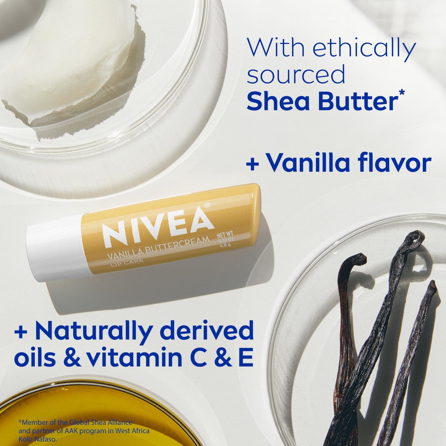 NIVEA Lip Care, Fruity Tinted Lip Balm Variety Pack, Cherry, Strawberry, Blackberry and Watermelon Flavors, 3-in-1 Moisture, Repair and Color, 0.17 Oz Stick, Pack of 4