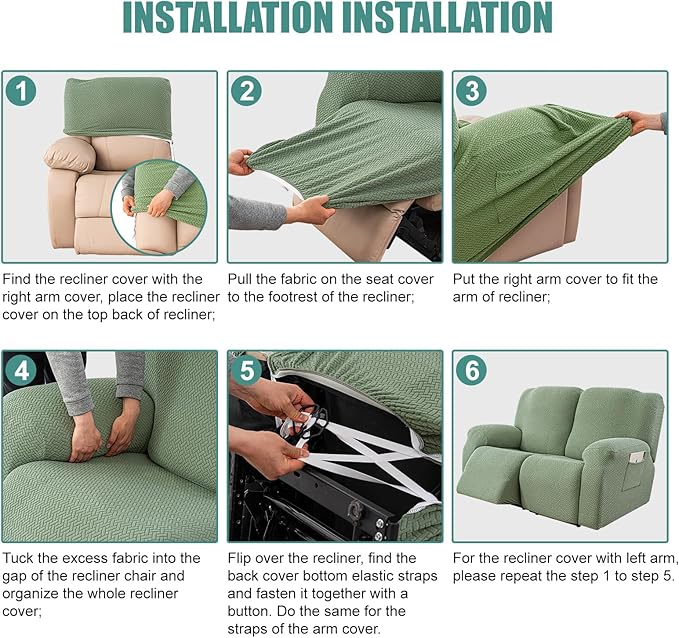 Genina Recliner Chair Cover, Stretch Reclining Chair Covers, Recliner Sofa