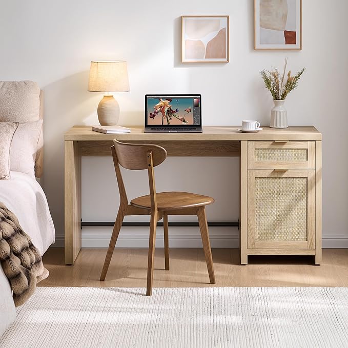 SICOTAS Rattan Home Office Desk