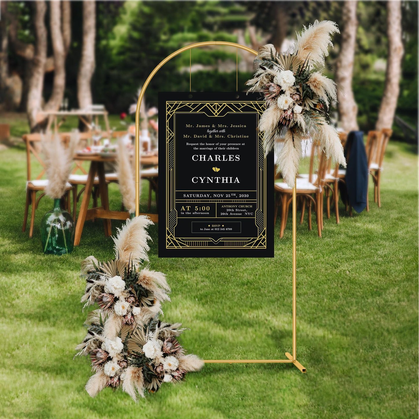 Metal Arch Backdrop Stand 7.2FT Gold Wedding Balloon Arched Backdrop Stand Square Arch Frame for Birthday Valentines Day Party Bridal Baby Shower Ceremony Decoration