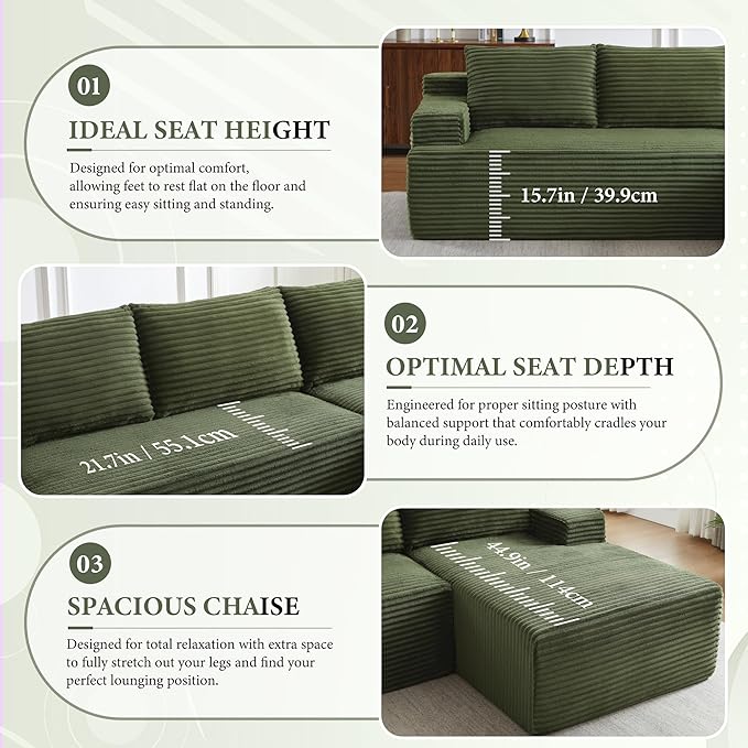 96" Sectional Couches for Living Room Cloud Couch Sofa