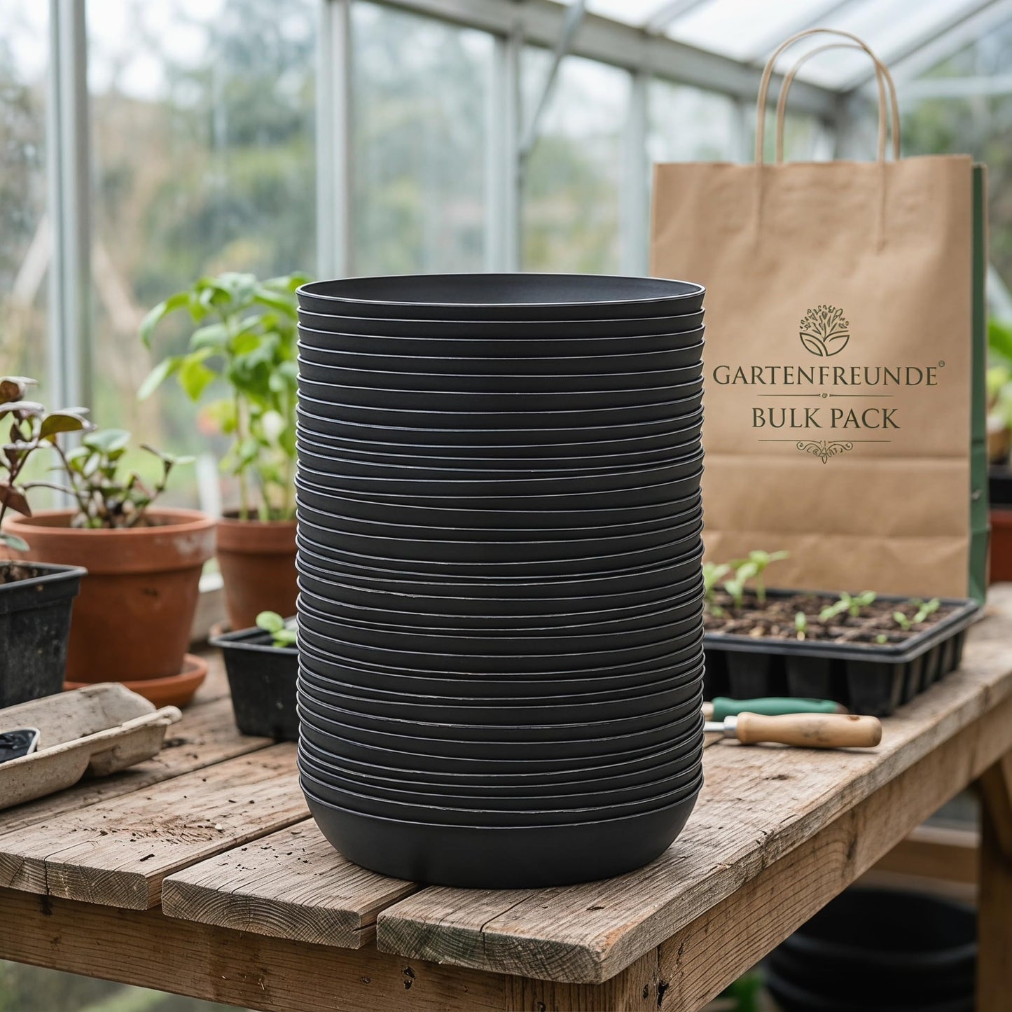 30 Pack Plant Saucers, 4.3 Inch Plastic Flowerpot Drip Trays for Indoor Gardening, Round Water Catcher Tray for Small Succulent Pots & Seed Starter, Black