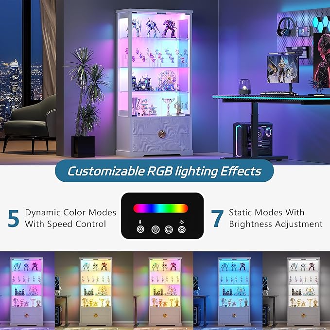 TAGELIER RGB Glass Display Cabinet
