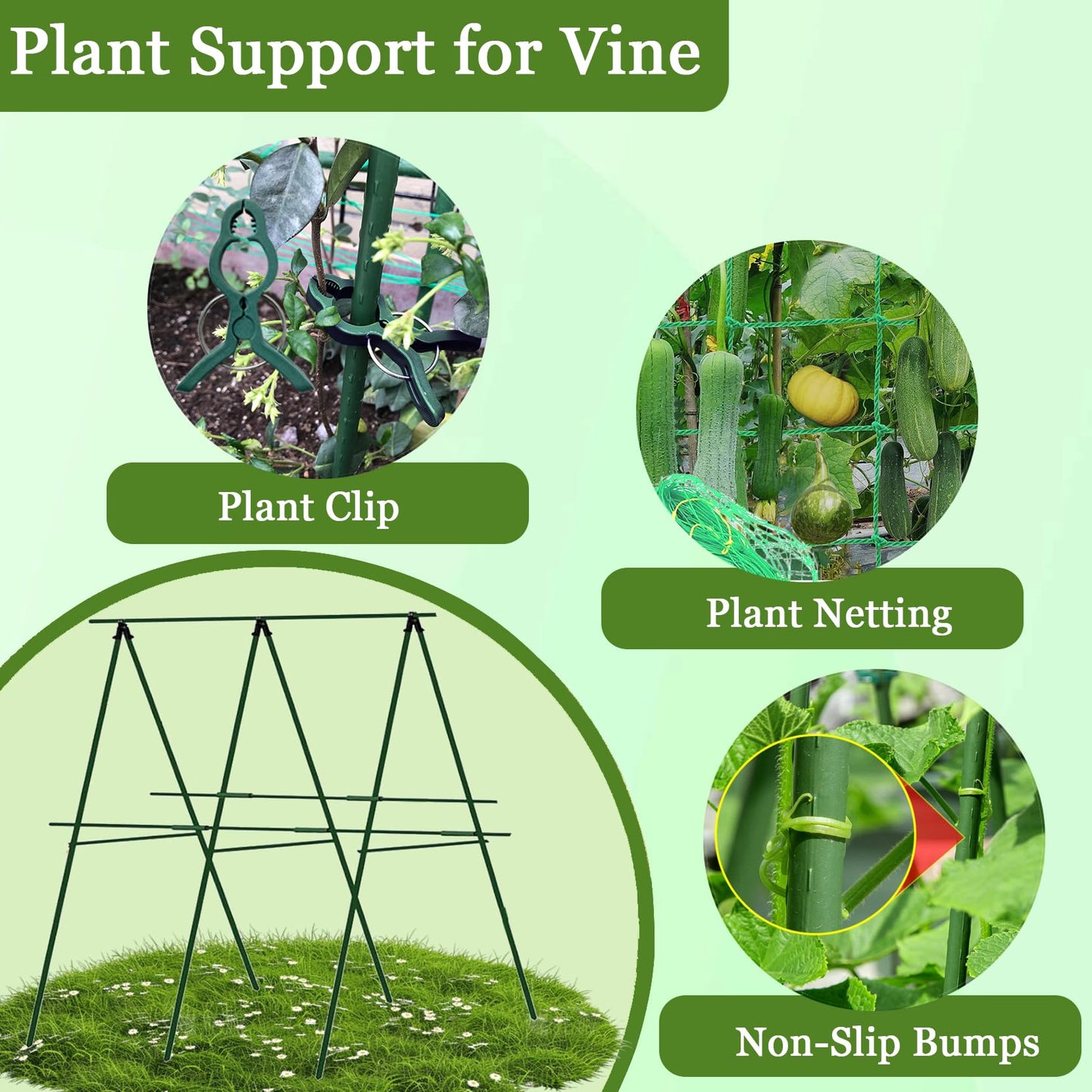 Cucumber Trellis for Raised Bed, 47" H*47" W Garden Trellis for Climbing Plants Outdoor,Metal Trellises Gardening Supplies,A Frame Plant Support Frame for Cucumber, Flower, Tomato, Grape
