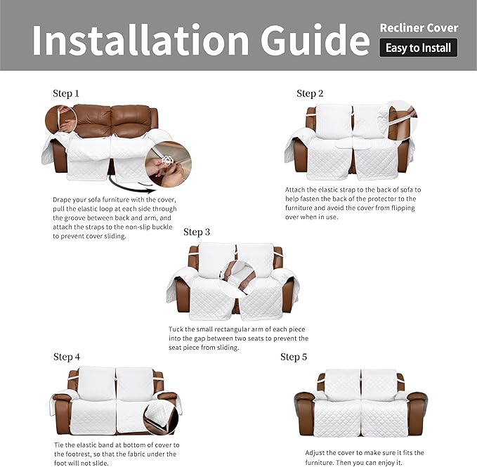 Easy-Going Loveseat Recliner Cover, Reversible Couch Cover