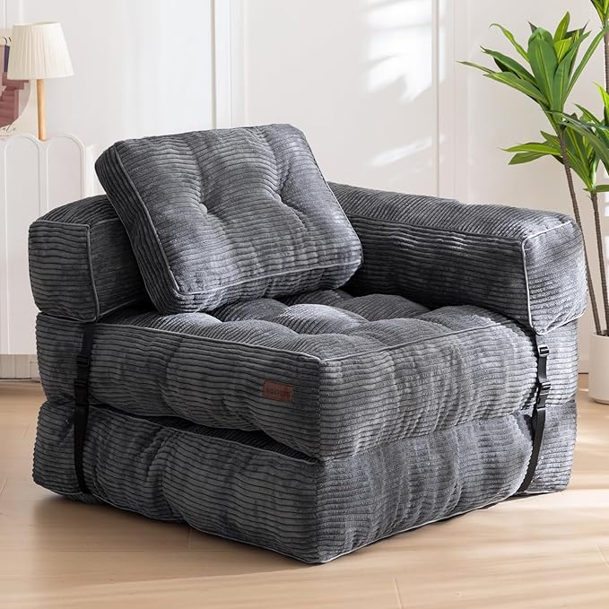 MAXYOYO Folding Sofa Bed, L-Shaped Convertible Sofa Bed