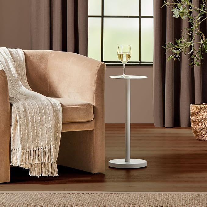 mDesign Glass Top Side/End Drink Table