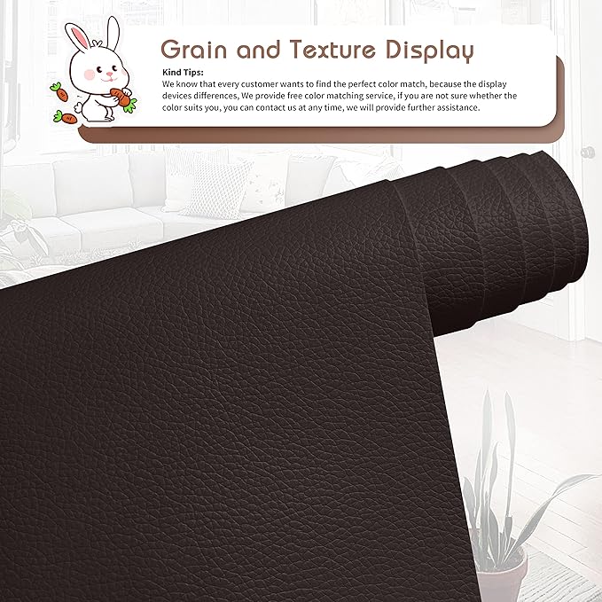 KING MOUNTAIN Leather Repair Patch, 12 x 60 Inches self Adhesive Leather Repair