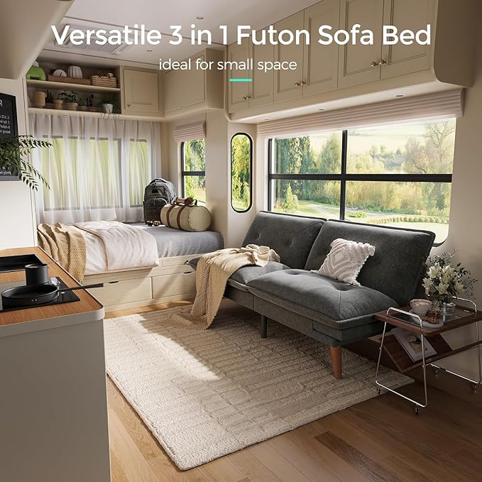 LINSY HOME Futon Sofa Bed, 3 in 1 Convertible Comfy Loveseat Sleeper Sofa Bed