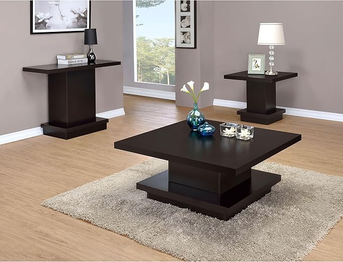Modern Square Coffee Table 36 in, Wood Living Room Center Table