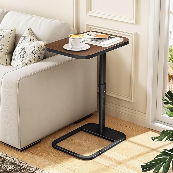 Kitstorack TV Tray Table, Adjustable Height & Rounded Metal Corners, Snack Table