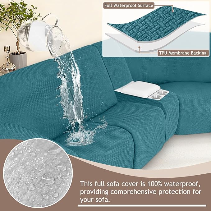ALIECOM 100% Waterproof Recliner Sectional Couch Covers L Shape Stretch Corner