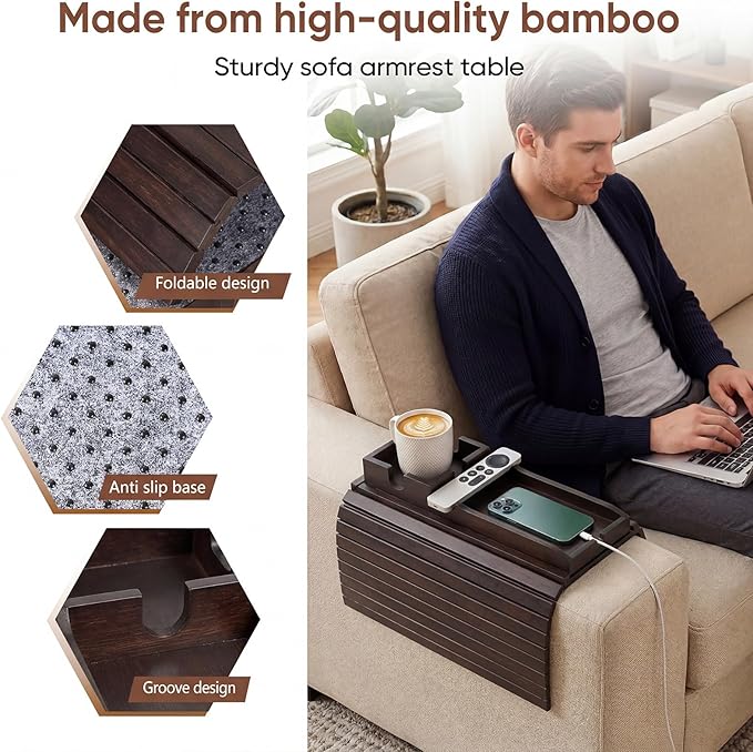 Bamboo Couch Arm Tray Table