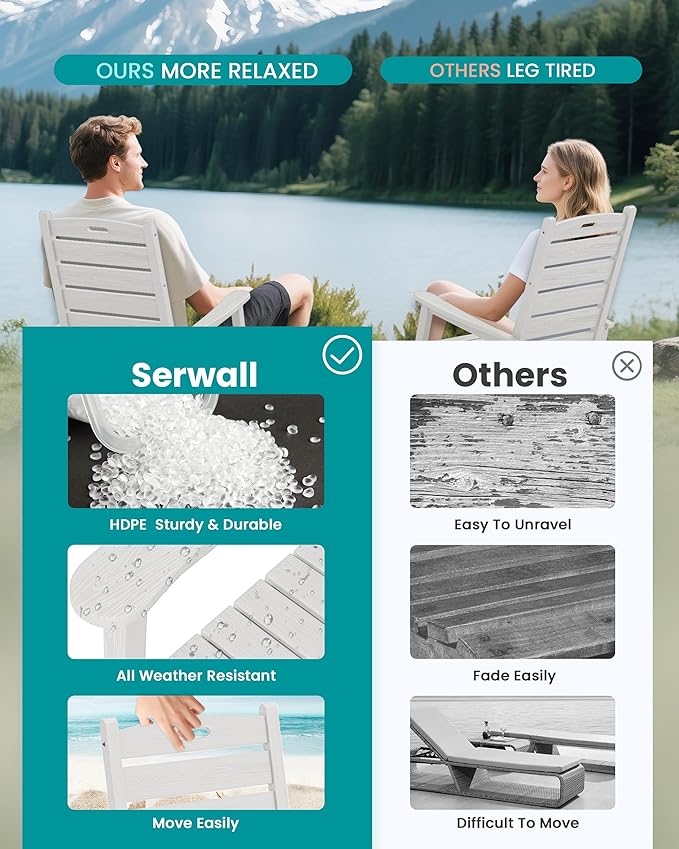SERWALL HDPE Outdoor Rocking Chair, Oversized Rocking Chair
