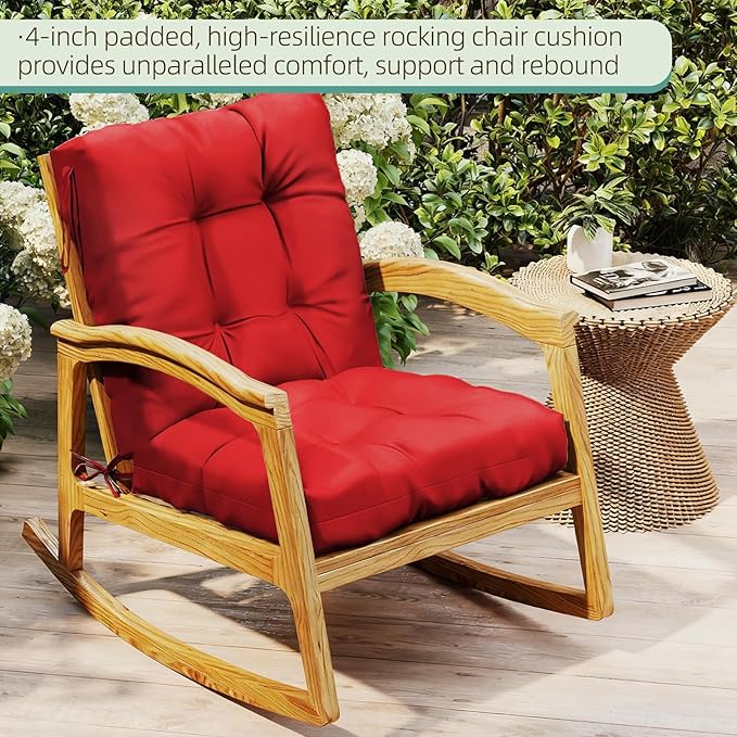 Outdoor Chair Cushions Set of 2, High Back Soft Seat Pad