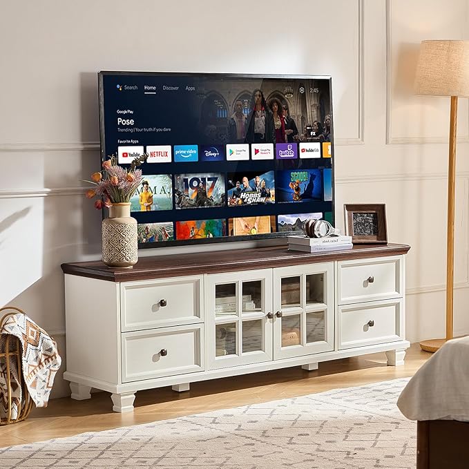 SAVOR LIFE TV Stands for Living Room, Farmhouse Entertainment Center, Rustic