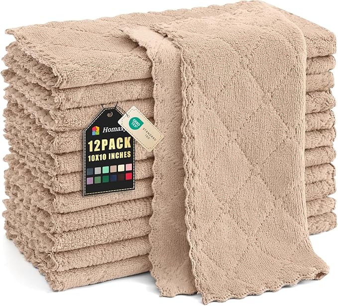 Homaxy 12 Pack Kitchen Dish Cloths, Super Soft and Absorbent Coral Velvet Dish