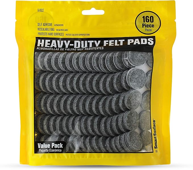 Smart Surface 8627 Heavy Duty Self Adhesive Furniture Felt Pads 1-Inch Round