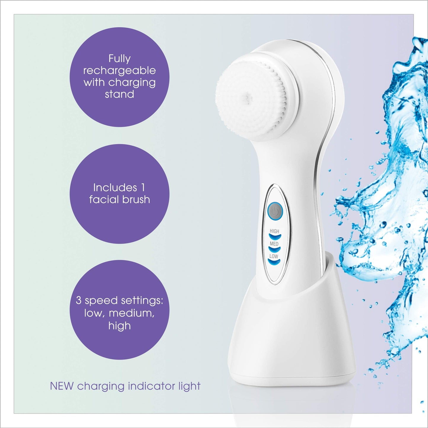 True Glow by Conair Facial Brush - Waterproof + Rechargeable