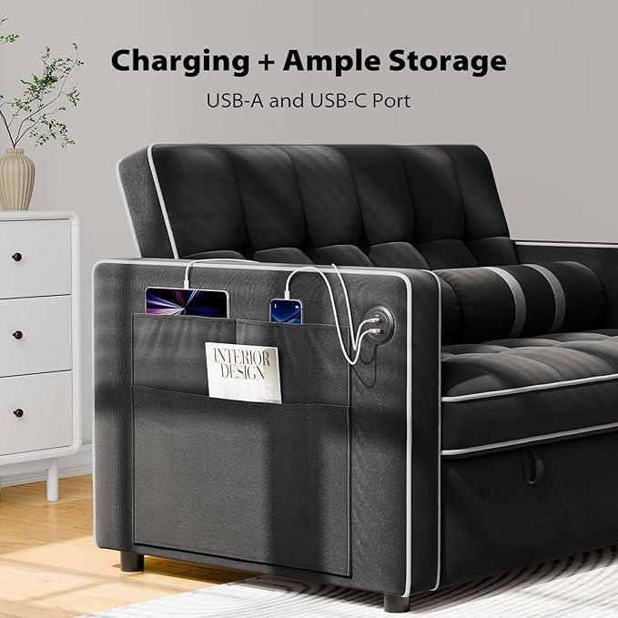 Pipishell 3 in 1 Convertible Sleeper Sofa Bed, Pull Out Couch