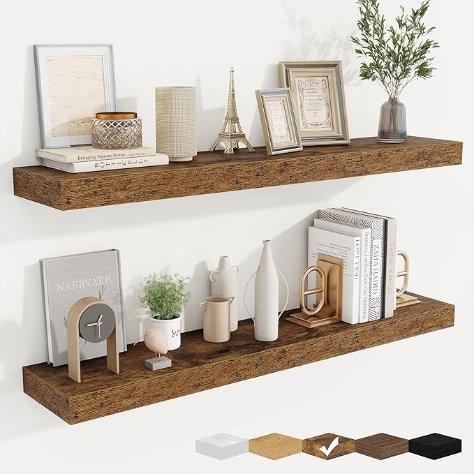 fuqing Floating Shelves for Wall, Wall Mounted Wood Floating Shelf