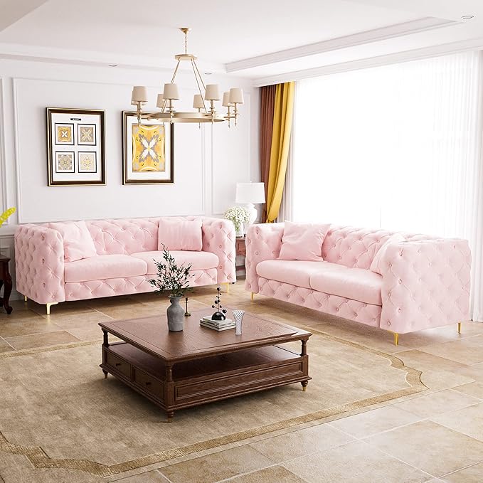 DAMAIFROM 75" Sofa Couch Mid Century Modern Velvet Couch Tufted Button Sofa