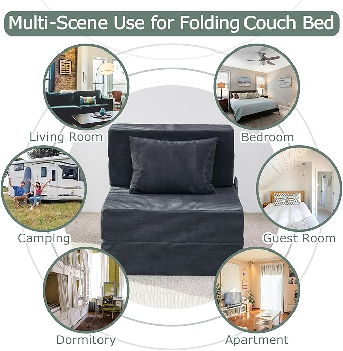 Folding Sofa Bed, 4 in 1 Convertible Sleeper Chair