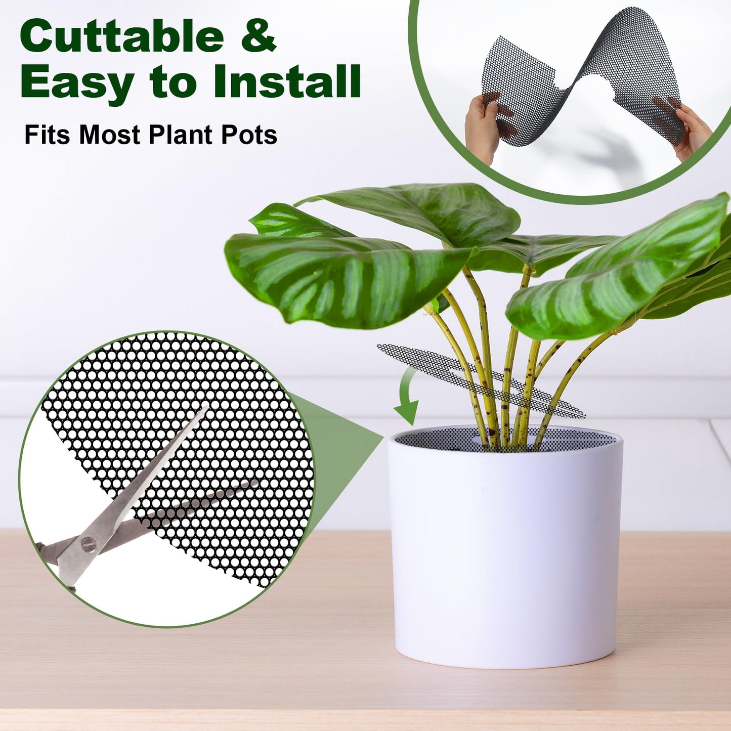REDPOPO 6pcs Plant Pot Grids, 16 in Thickened Plastic Plant Pot Cover Cat Digging Stopper with Stakes, Plant Protector from Cats Indoor, Potted Guard Cover Easy to Cut Anti Digging for Dogs