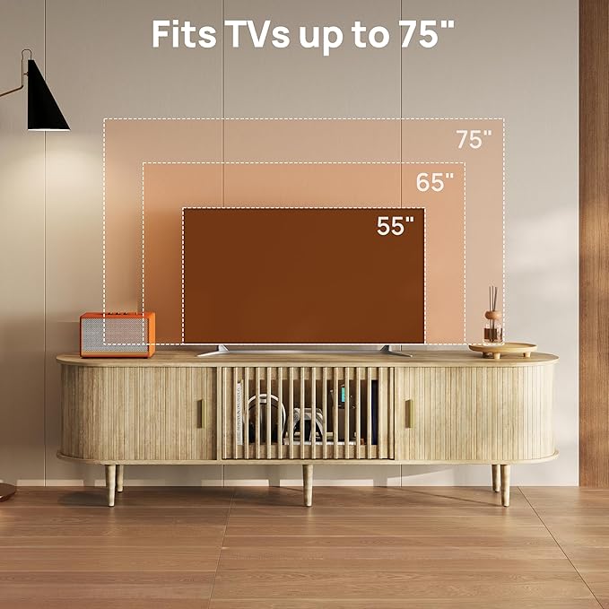 70" Fluted Mid Century Modern TV Stand
