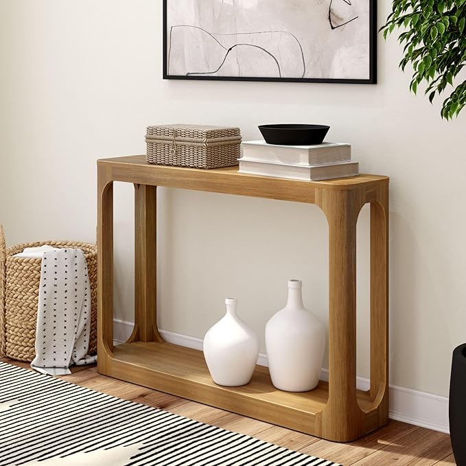 Plank+Beam Forma Console Table, 46 Inch, Solid Wood Sofa Table, Entryway Table