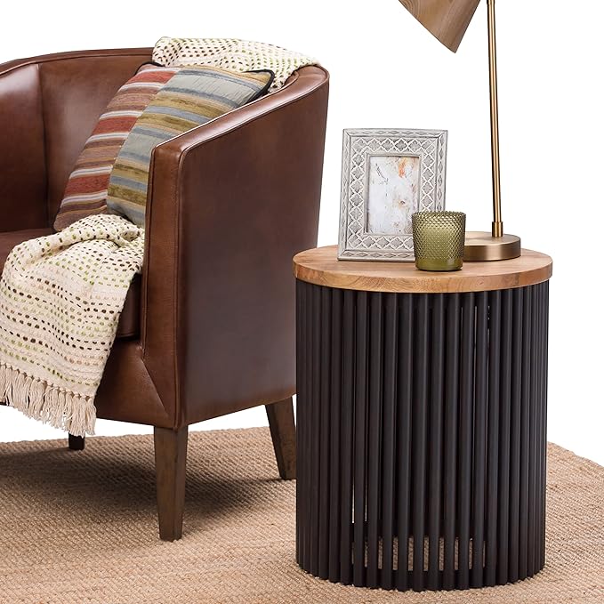 SIMPLIHOME Demy Metal and Wood Accent Table