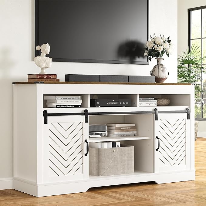 RoyalCraft TV Stand for 65+ Inch TV: Farmhouse Entertainment Center