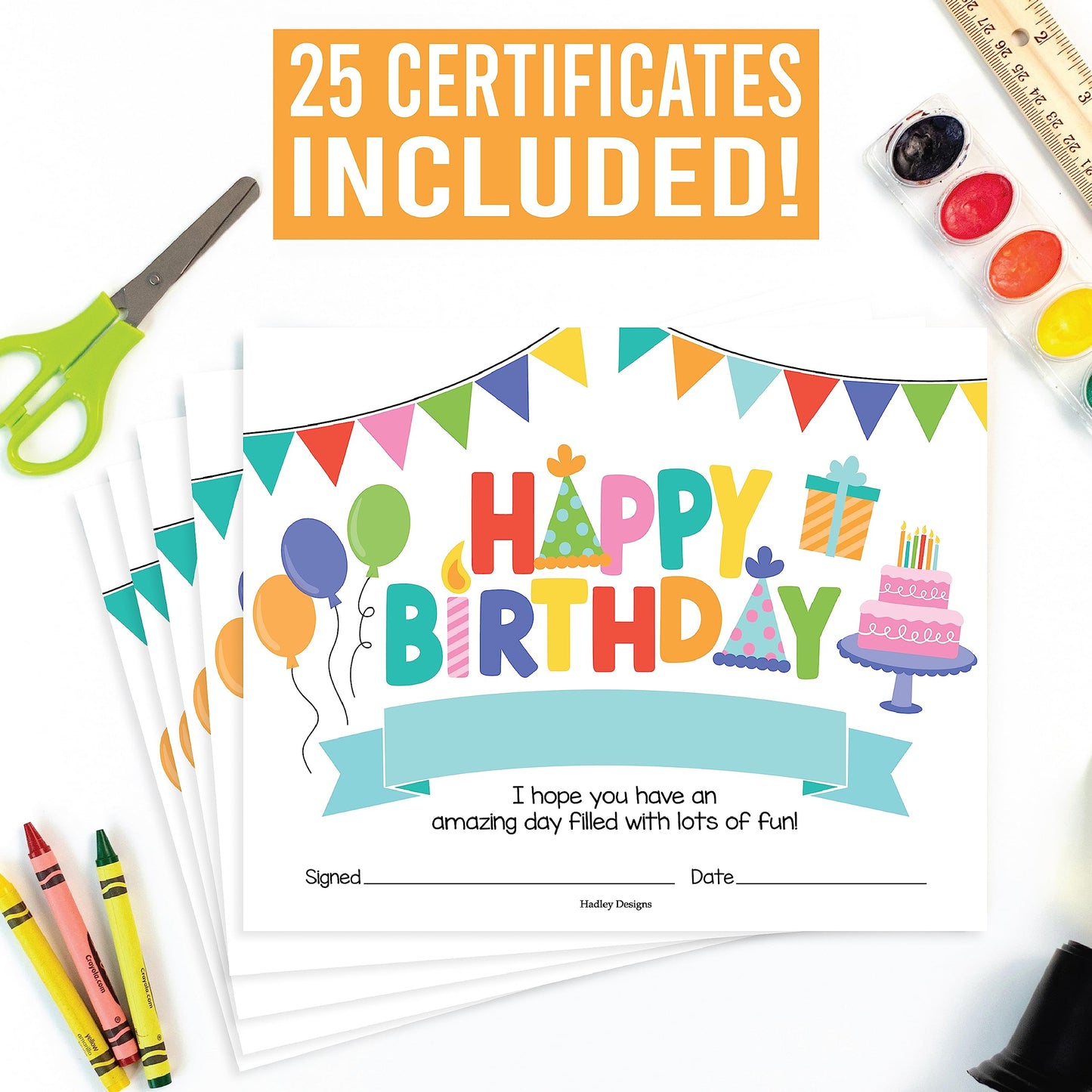 Happy Birthday Certificates for Students - 25 Student Birthday Certificates for Kids Classroom Must Haves, Teacher Supplies for Classroom Elementary, Colorful Teacher Essentials