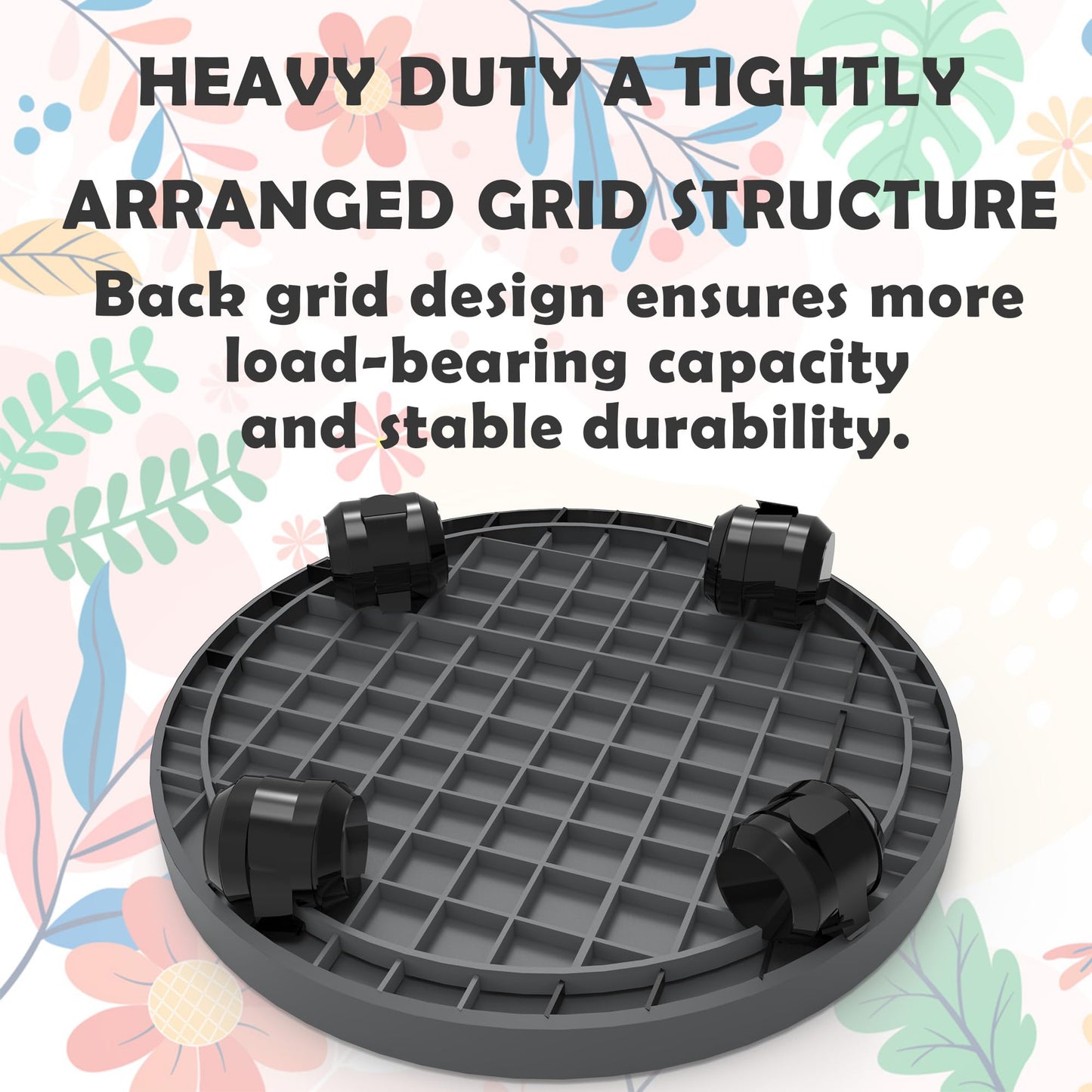 9.8 Inch Heavy Duty Plant Caddie with Wheels,Rolling Plant Stand Pot Trolley,Wheeled Planter Saucer Tray,Potted Flower Mover Dolly with Casters Round Coaster for Indoor Outdoor