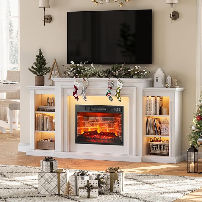 72" LED Lights Electric Fireplace